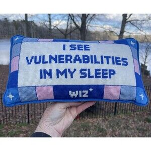 Furbish I See Vulnerabilities In My Sleep Rectangle Needlepoint Pillow 7x13 NWT